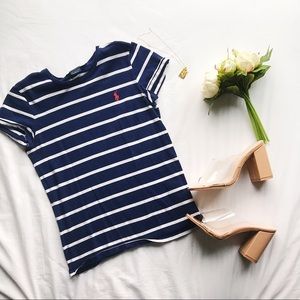 Navy Stripped RL Fitted Tee